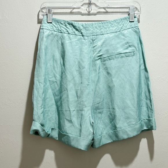 MOTF Women’s Blue High Rise Linen Blend Tie Front Cuffed Shorts Size Small - Picture 2 of 10